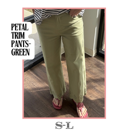 Petal Trim Pants- Green