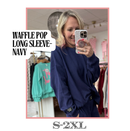 Waffle Pop Long Sleeve- Navy