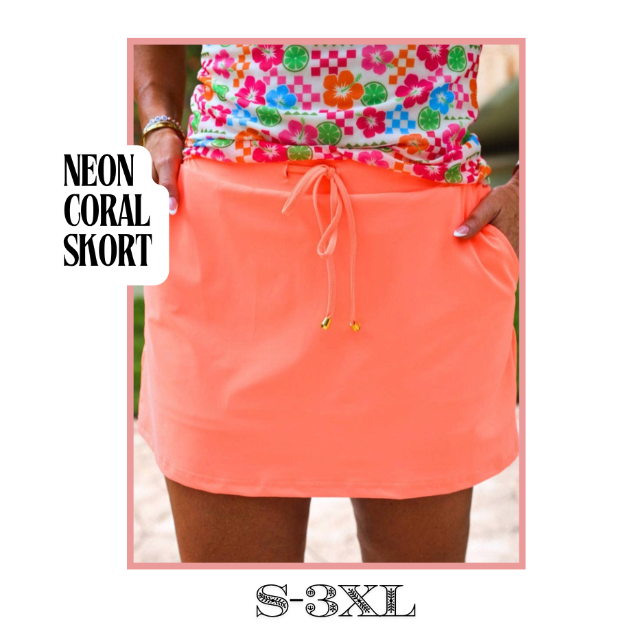 Neon Coral Skort