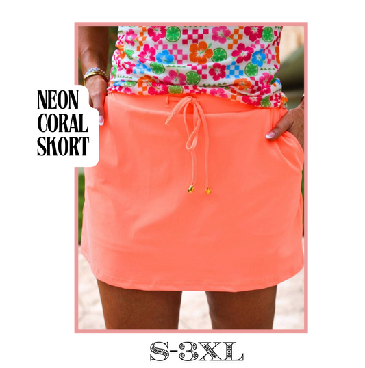 Neon Coral Skort