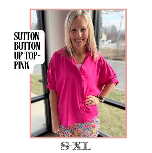 Sutton Button Up Top- Pink