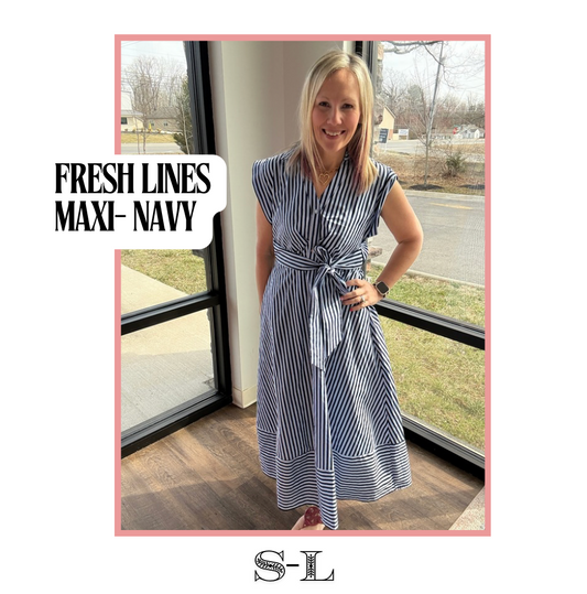 Fresh Lines Maxi Dress- Navy