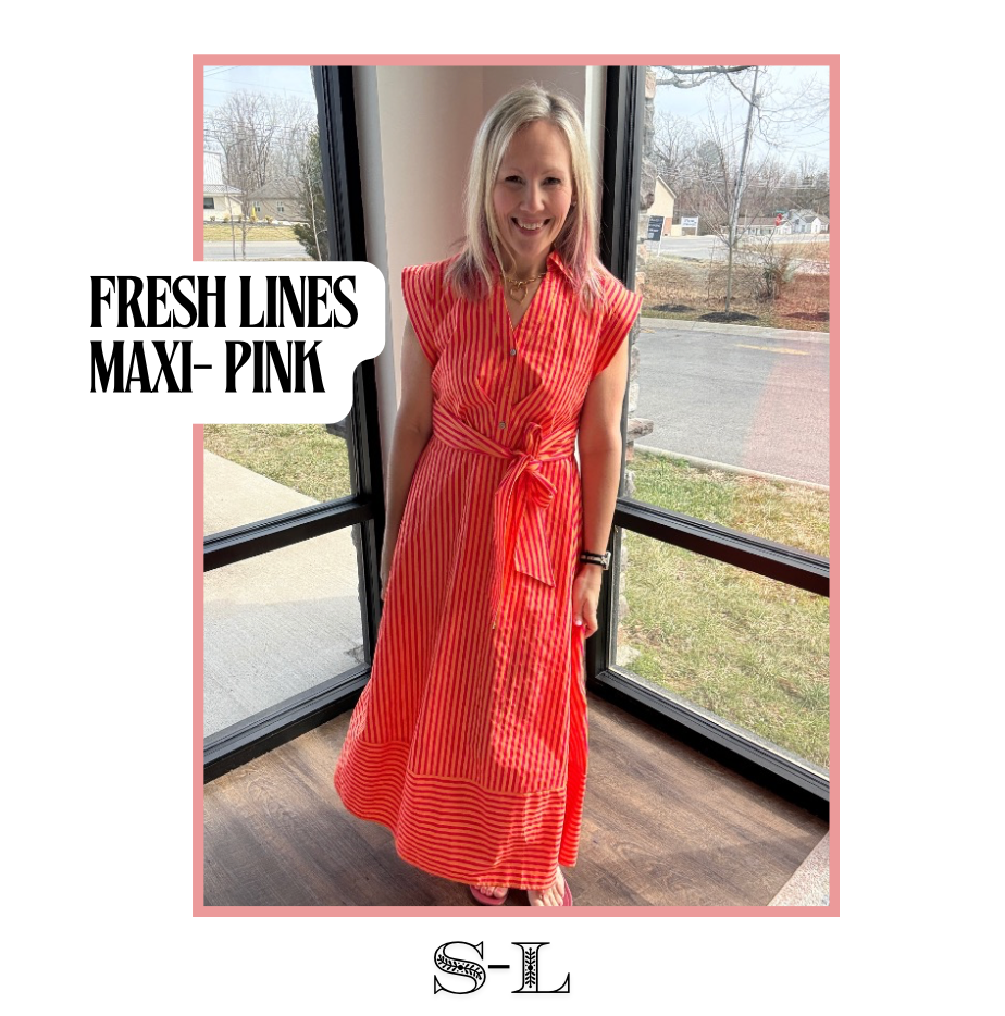 Fresh Lines Maxi Dress- Pink