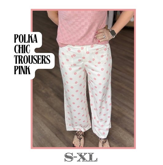 Polka Chic Trousers-Pink