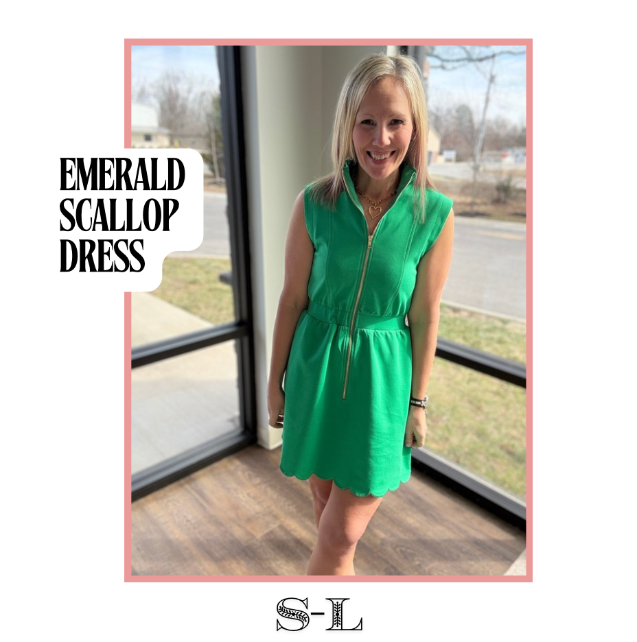 Emerald Scallop Dress