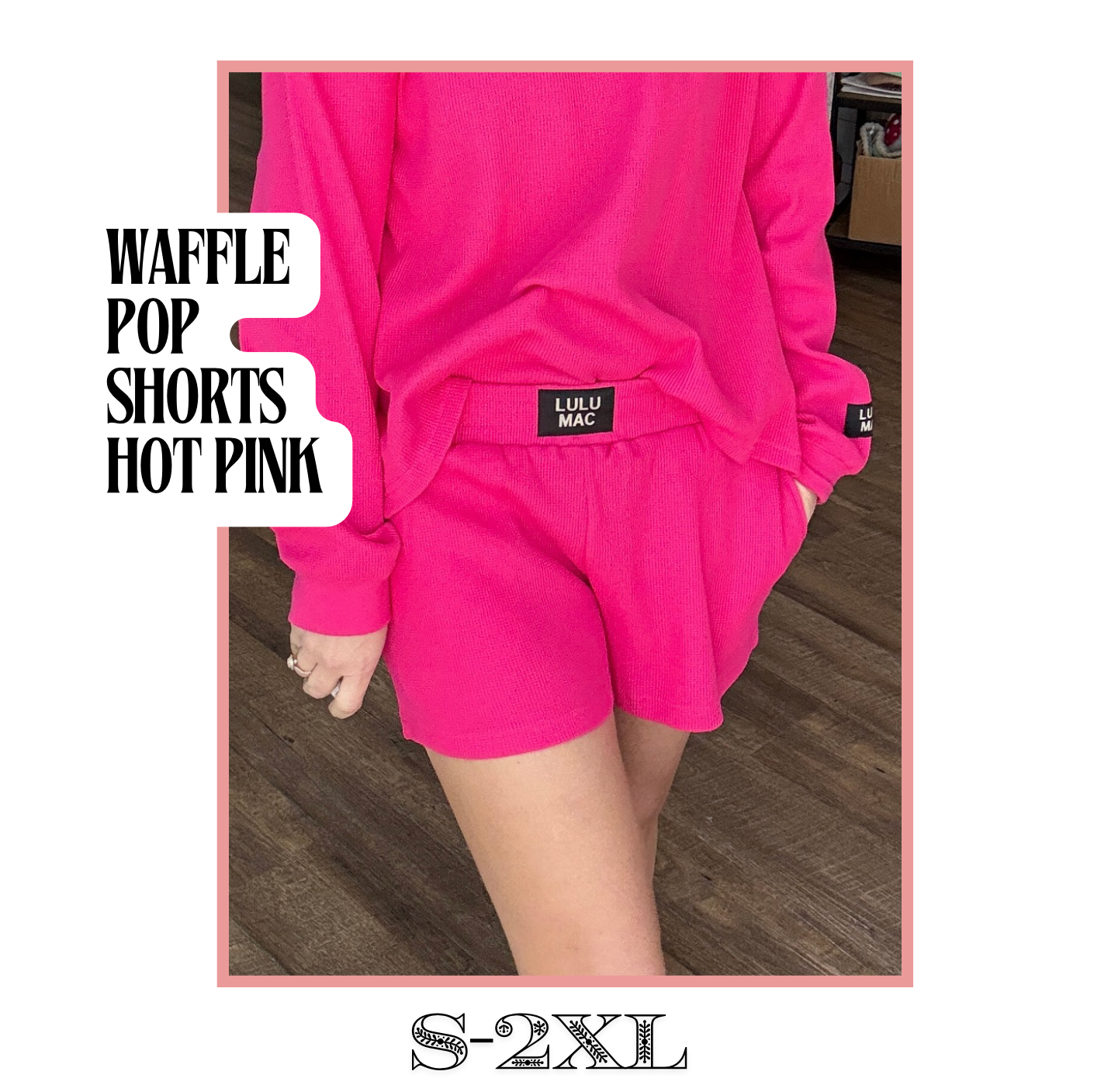 Waffle Pop Shorts- Hot Pink