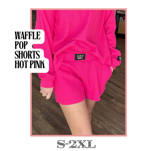 Waffle Pop Shorts- Hot Pink