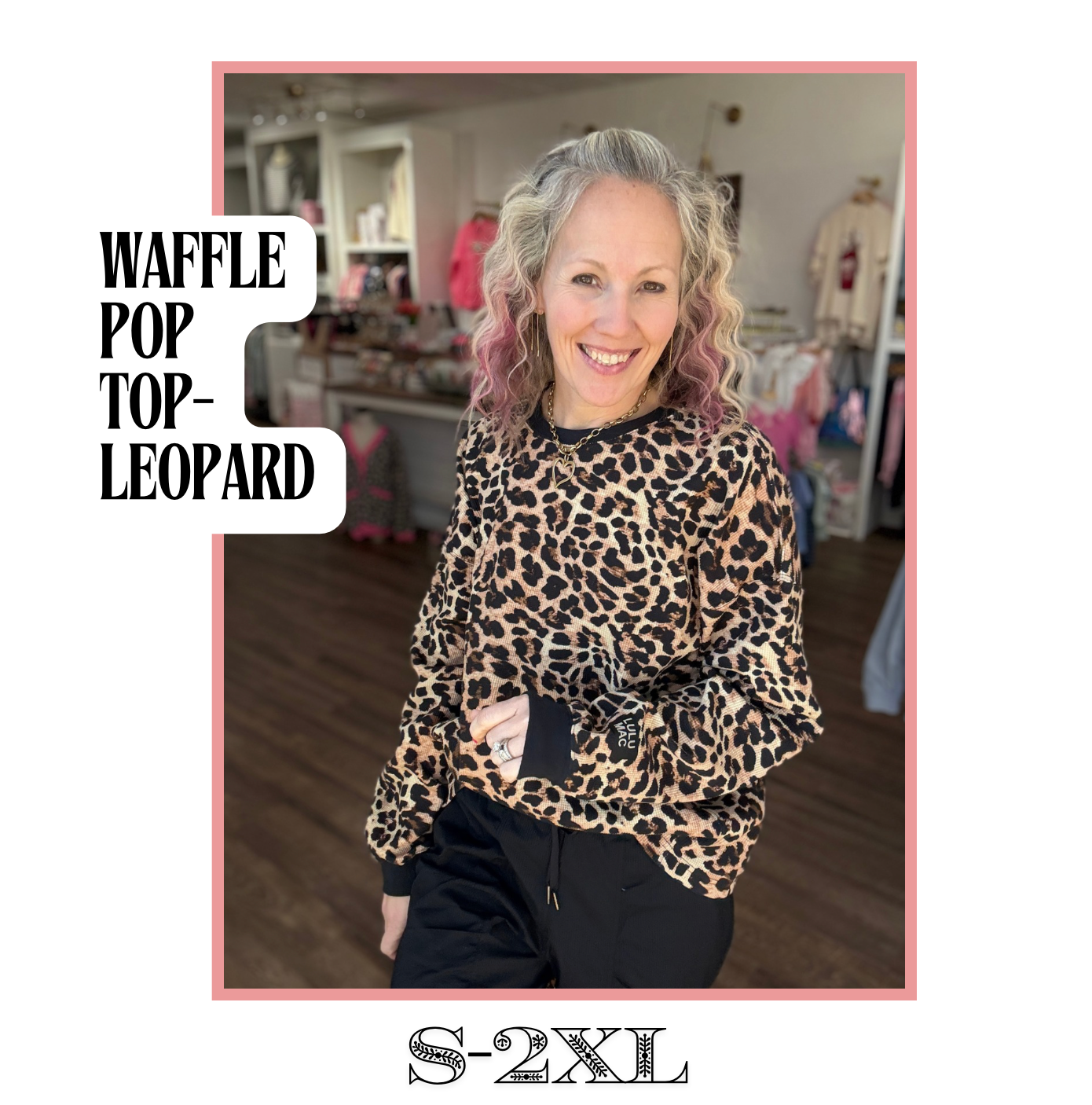 Waffle Pop Long Sleeve- Leopard