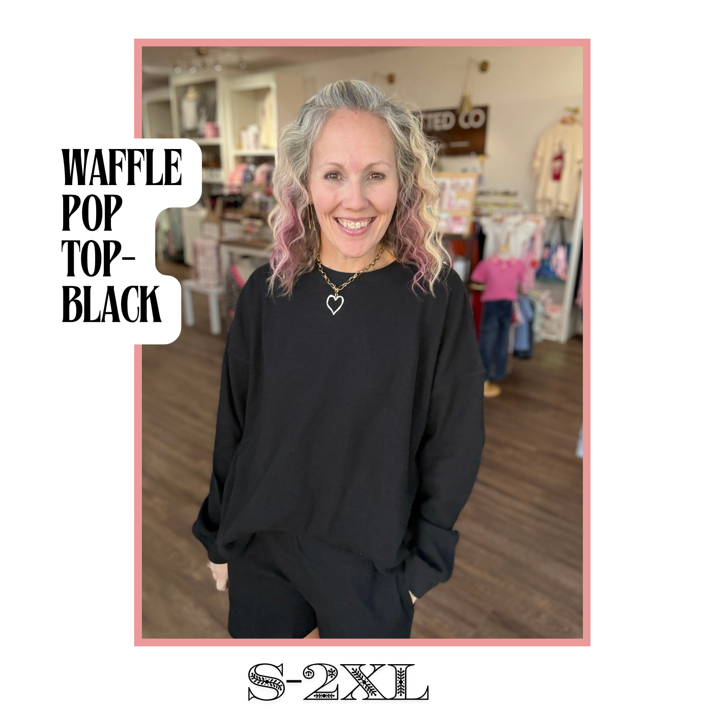 Waffle Pop Long Sleeve- Black