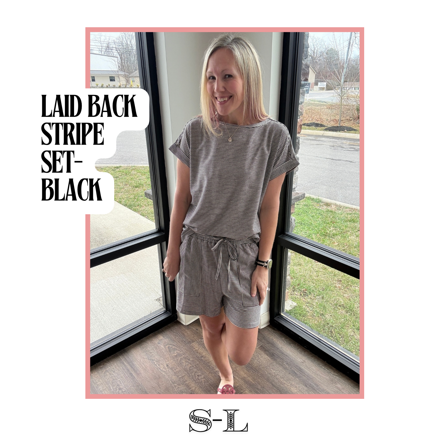 Laid Back Stripe Set- Black