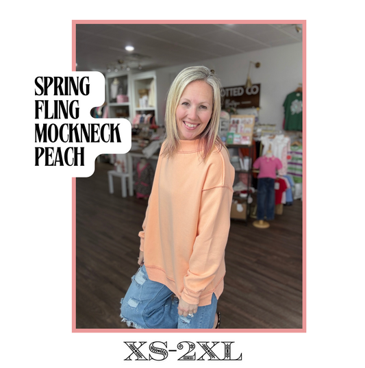 Spring Fling Mock Neck- Peach