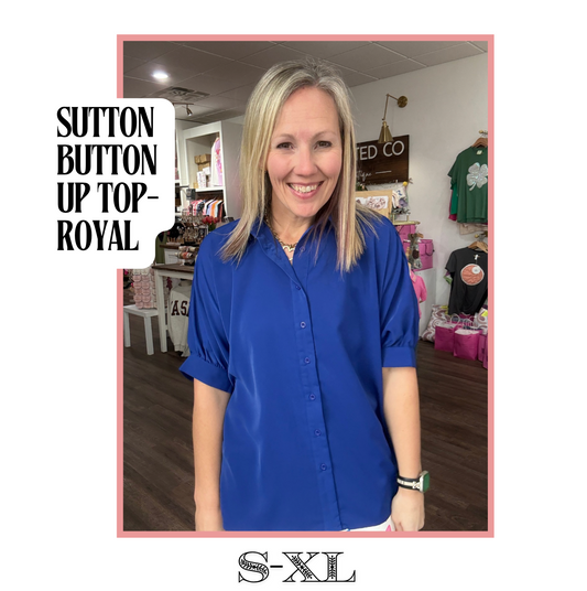 Sutton Button Up Top-Royal