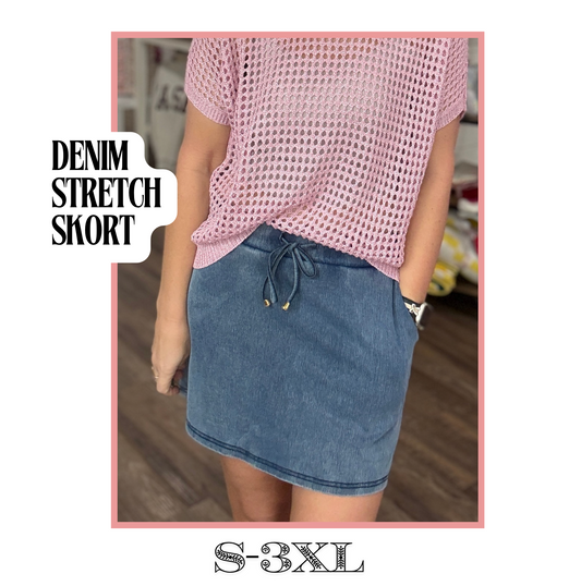 Denim Stretch Skort- Light