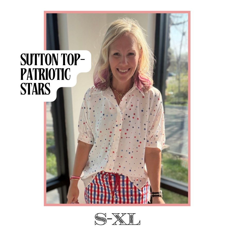 Sutton Button Up Top- Patriotic Stars