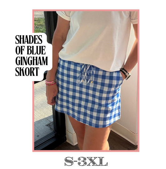 Shades of Blue Gingham Skort