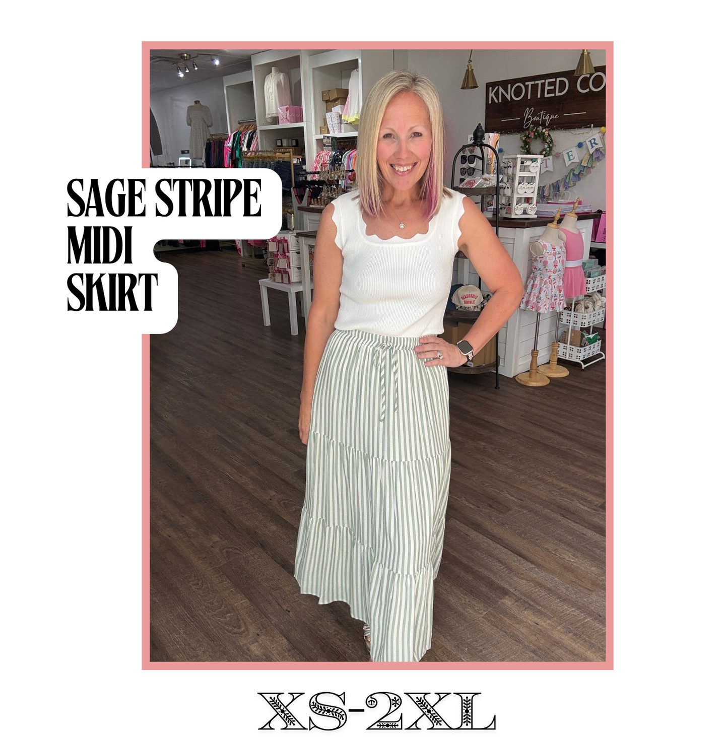 Sage Stripe Maxi Skirt