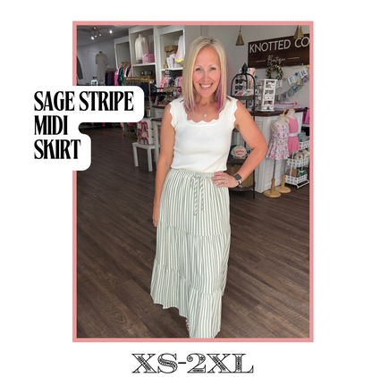 Sage Stripe Maxi Skirt