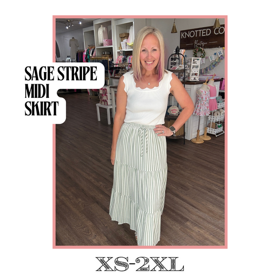 Sage Stripe Maxi Skirt