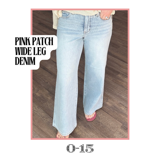 Pink Patch Wide Leg Denim