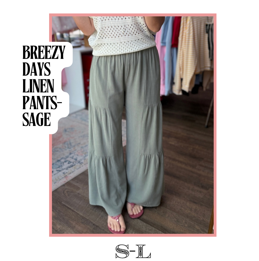 Breezy Days Linen Pant- Sage