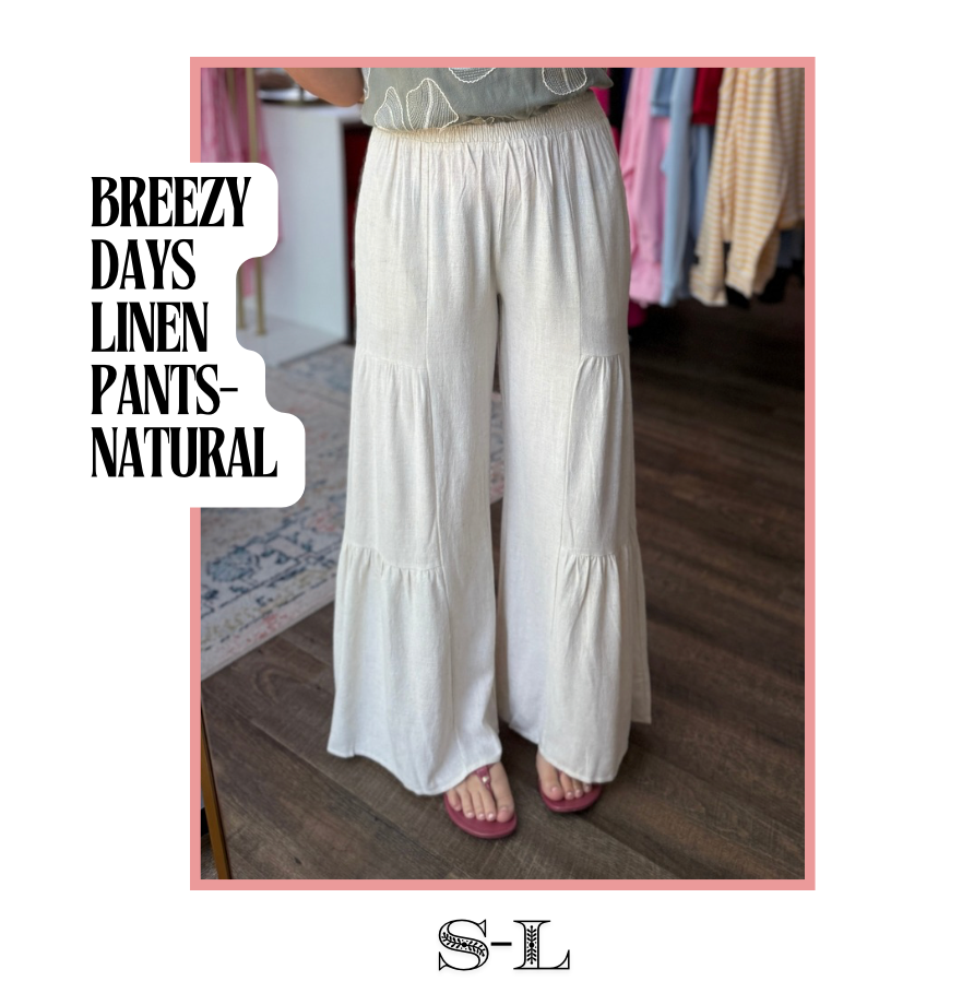 Breezy Days Linen Pant- Natural