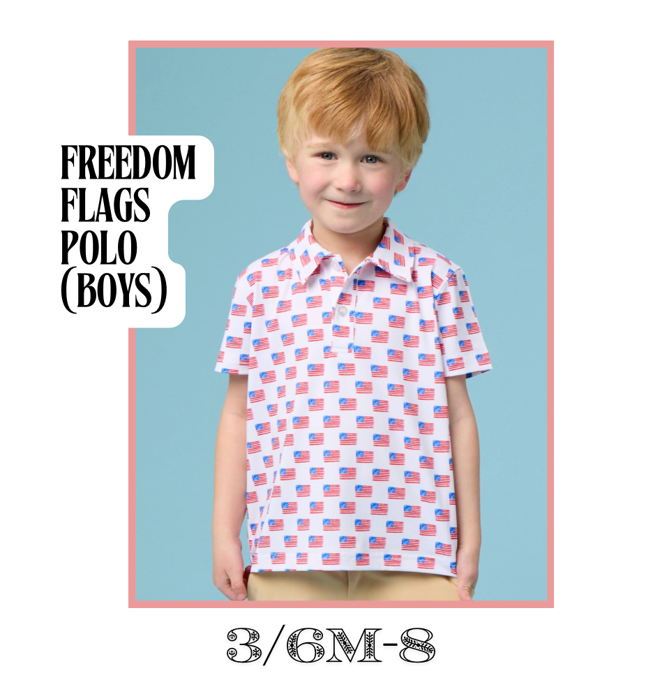 Boys Freedom Flags Polo