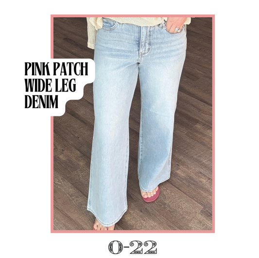 Pink Patch Wide Leg Denim