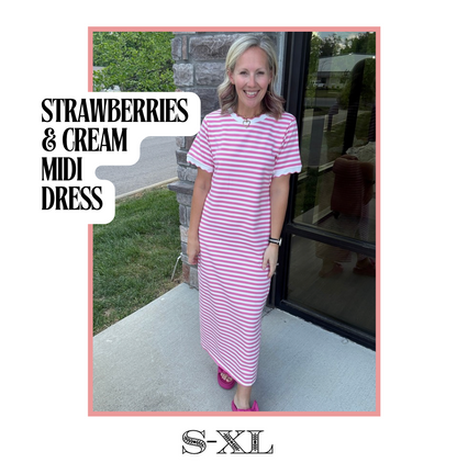 Strawberries & Cream Midi Dress