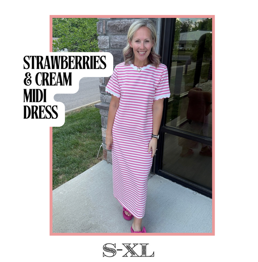 Strawberries & Cream Midi Dress