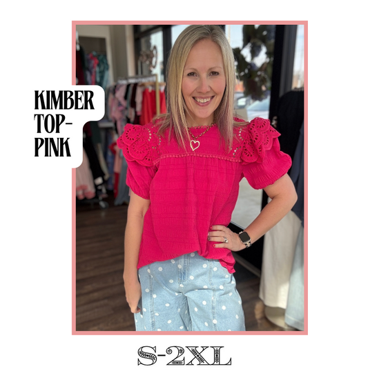 Kimber Eyelet Top-Pink