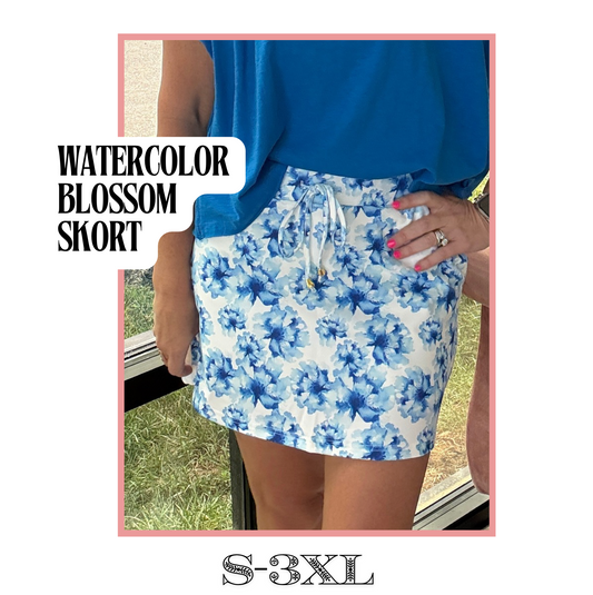 Watercolor Blossom Skort