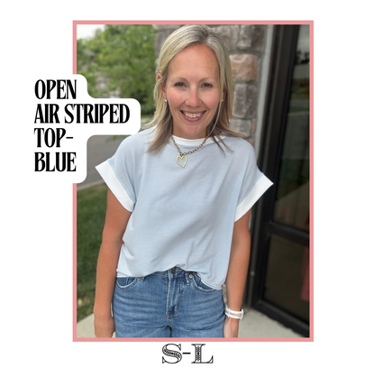 Open Air Stripe Top-Blue
