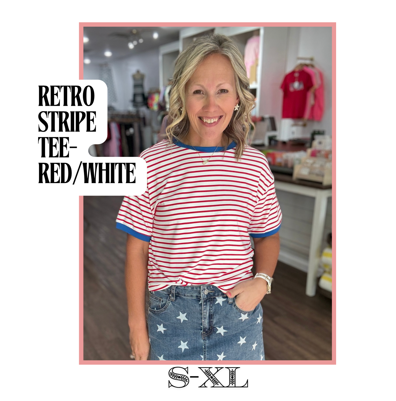 Retro Stripe Tee- Red & White