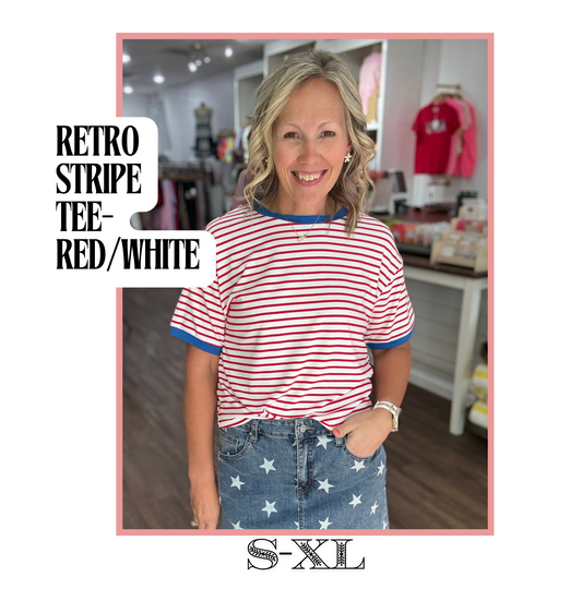 Retro Stripe Tee- Red & White