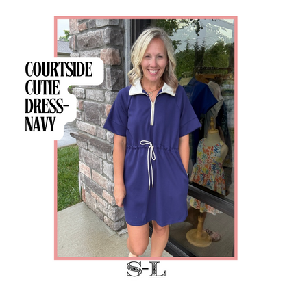 Courtside Cutie Dress- Navy