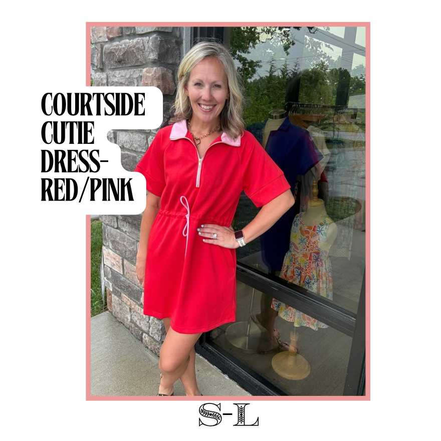 Courtside Cutie Dress- Red/Pink