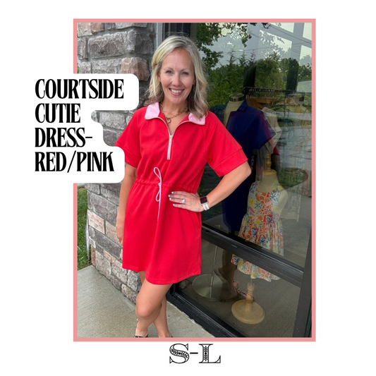 Courtside Cutie Dress- Red/Pink