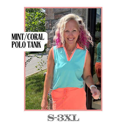 Mint/Coral Polo Tank