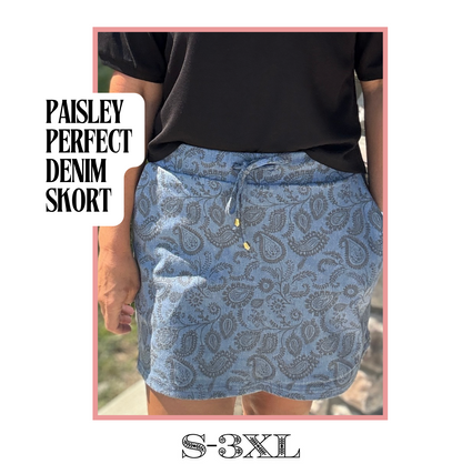 Paisley Perfect Denim Skort