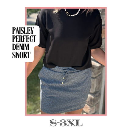 Refined Leopard Denim Skort