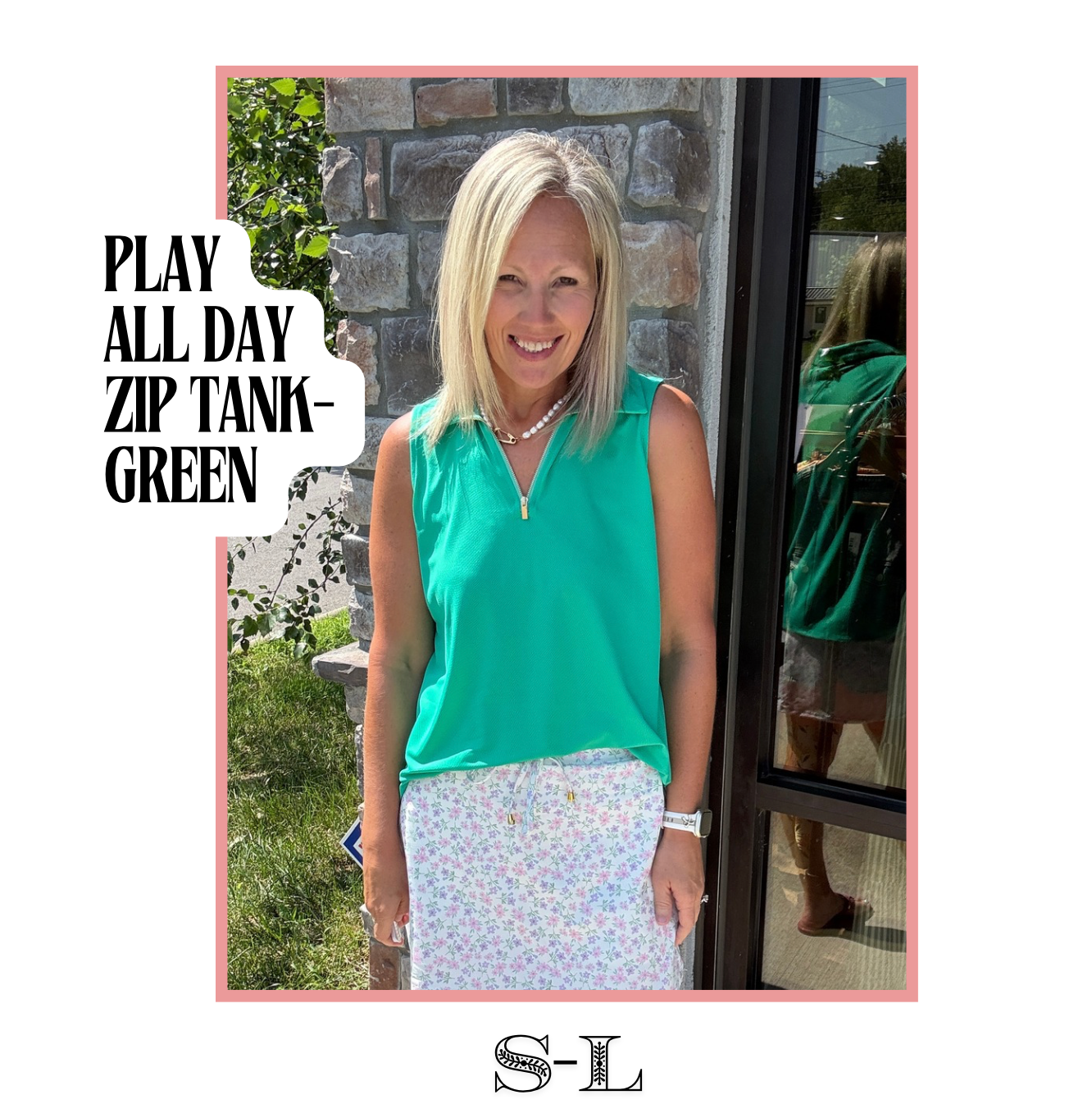 Play All Day Zip Tank- Green