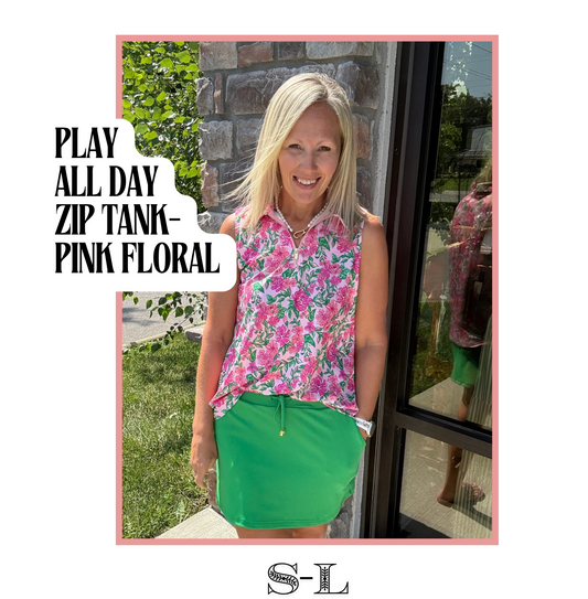 Play All Day Zip Tank- Pink Floral