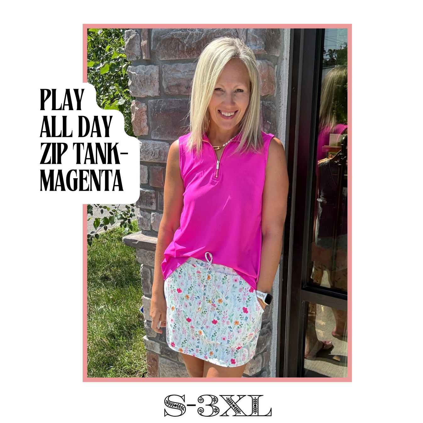 Play All Day Zip Tank- Magenta