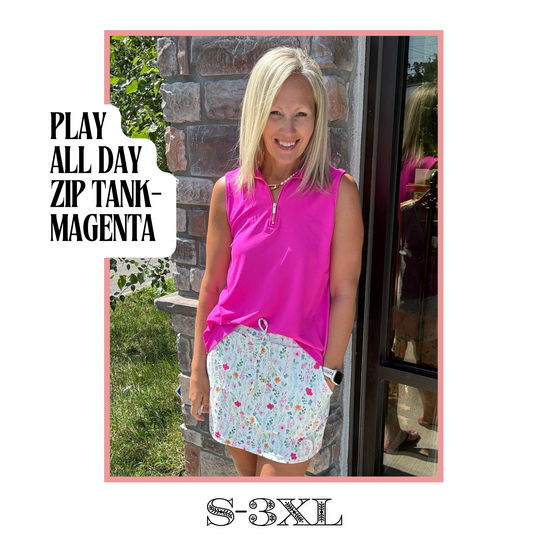 Play All Day Zip Tank- Magenta