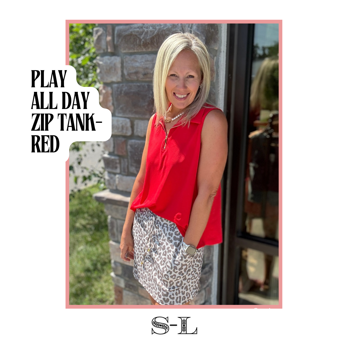 Play All Day Zip Tank- Tropic Red