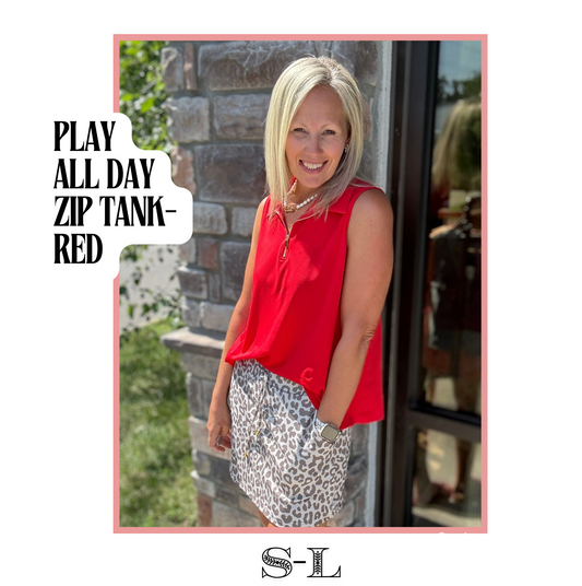 Play All Day Zip Tank- Tropic Red