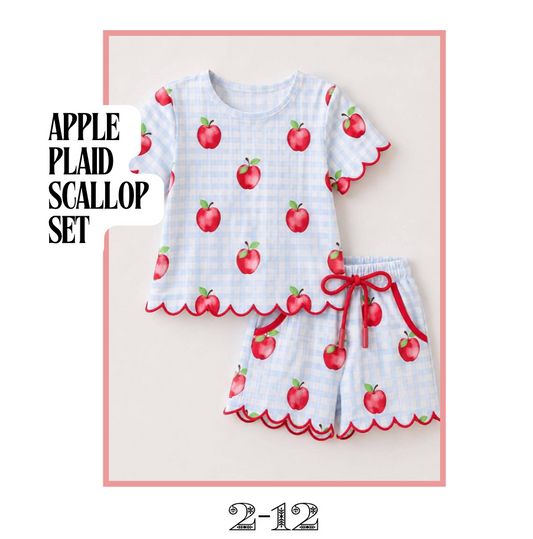 Apple Plaid Girls Scallop Set