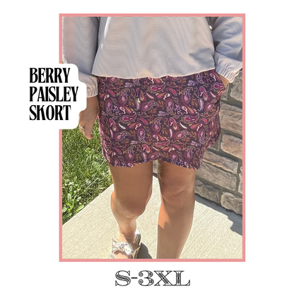 Berry Paisley Skort
