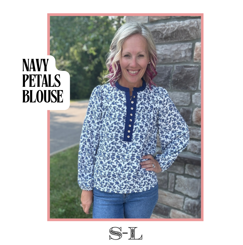 Navy Petals Blouse