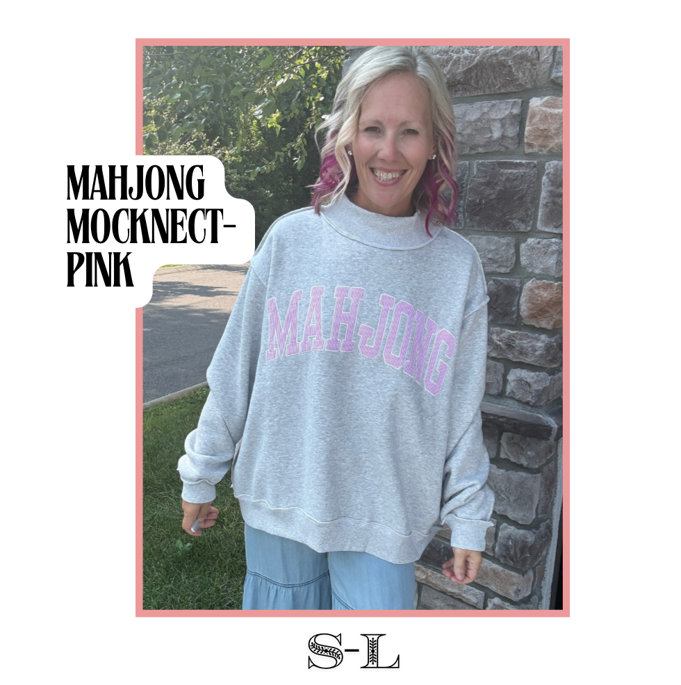 Mahjong Mockneck Sweatshirt- Pink